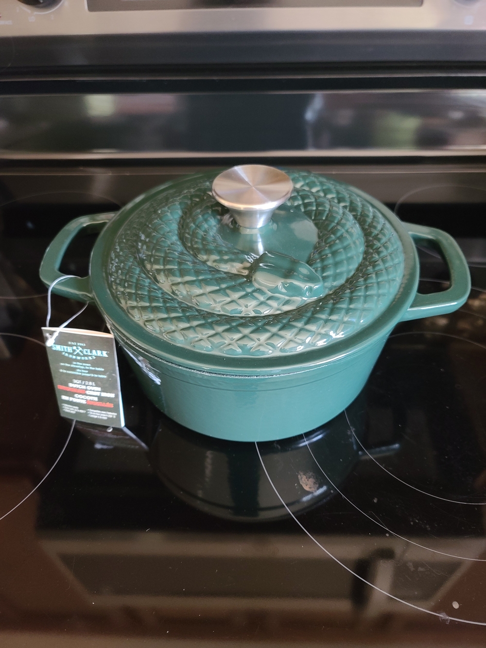 Smith And Clark Green Snake Cast Iron Dutch Oven with Lid 3qt